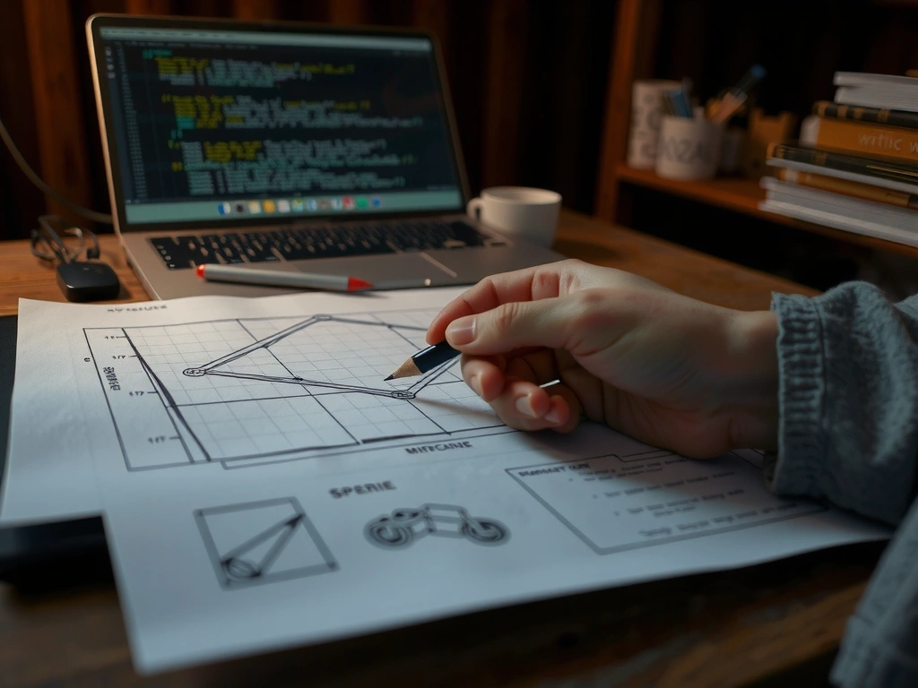 Hand sketching wireframe